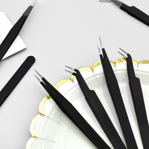 Pinzas de acero inoxidable de gran venta, punta puntiaguda antiestática, herramienta de reparación electrónica, clips para manualidades, clips para extensiones de pestañas. - Product Image 1