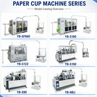 Machine de formage de gobelets en papier entièrement automatique YB-S220, 16-22 oz, gobelets jetables, contrôlée par PLC, machine à gobelets en papier à ultrasons