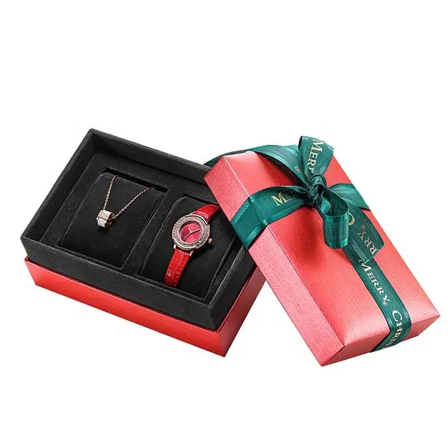 Kotak hadiah jam tangan perhiasan Hari Valentine Hari Ibu penggunaan ganda mewah kertas spesial pita kreatif dan indah