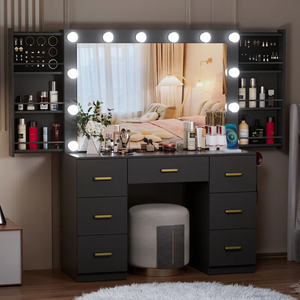 Tocador de montaje multifuncional americano, espejo de tocador inteligente blanco, pintura negra, espejo de suelo, escritorio de tocador - Product Image 4