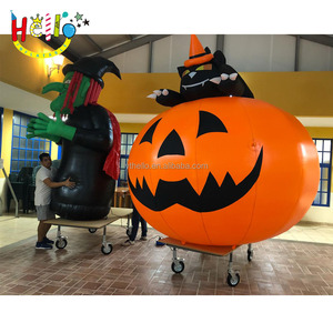 Thắp sáng con mèo đen lớn bơm hơi Halloween aufblasbare katze trên bí ngô - Product Image 2