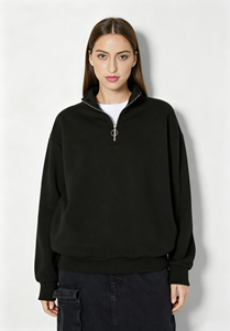 OEM Custom Embroidered Logo French Terry Boxy Fit 1/4 <strong>Zip</strong> Pullover <strong>Sweatshirt</strong> for <strong>Women</strong> Blank <strong>Quarter</strong> <strong>Zip</strong> <strong>Sweatshirt</strong> Unisex - Product Image 2