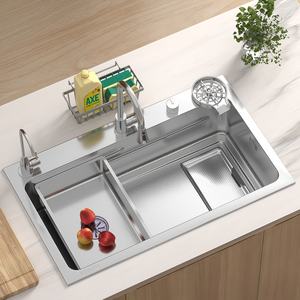 Évier de cuisine à cuve unique en acier inoxydable 304 épaissi de 5 mm, gaufré, robuste et facile à nettoyer - Product Image 1