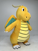 Costume de mascotte gonflable Dragonite, personnage de dessin animé japonais, dinosaure volant jaune en peluche