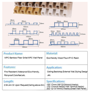 Panneau de bois décoratif en fibre de bambou pour revêtement intérieur en bois rainuré PVC cannelé WPC Panneaux muraux - Product Image 3