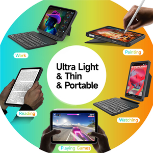 Housse de tablette intelligente Laudtec en cuir PU avec clavier sans fil à 64 touches et fonction de réveil/veille automatique pour iPad Mini6/7 8,3 pouces - Product Image 6