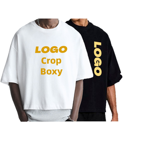 เสื้อยืดสกรีนโลโก้แบบกำหนดเอง 250 กรัม ทรงบ็อกซี่ โอเวอร์ไซส์ ทรงหลวม เนื้อผ้าหนา 100% ผ้าฝ้าย เสื้อผ้าแฟชั่นผู้ชาย - Product Image 1