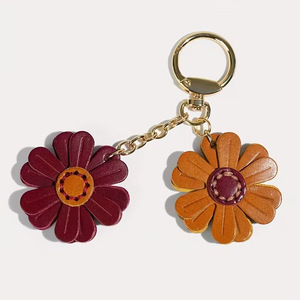 <b>Leather</b> sunflower keychain, handmade flower pendant, car <b>key</b> <b>chain</b>, bag charm, gift. - Product Image 4