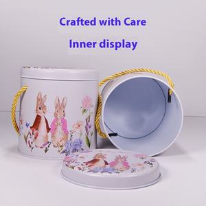 Cajas de hierro de mano al por mayor de fabricante, latas de dulces de conejo blanco, cajas de azúcar, latas redondas de galletas - Product Image 2