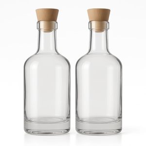 Botellas <span class=keywords><strong>de</strong></span> Vidrio Cuadradas Estilo Londres <span class=keywords><strong>de</strong></span> 750 ml/25.3 oz con Tapa en T, Estampado Dorado, Corcho Italiano Hermético, Vidrio Transparente Resistente para Whisky - Product Image 1