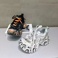 Zapatillas Chunky con Suela Biónica Fluida y Pedrería, Estilo Graffiti, Pintadas a Mano, Bling Y2K, para Mujer, Tipo Dad Shoes