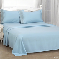 Parure de lit de luxe en microfibre tissée brodée unie, respirante et personnalisable – Ultra douce, anti-plis et anti-décoloration, 4 pièces, taille King