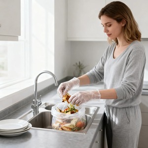 Kangle Lightweight Durable LDPE Disposable Embossed 500 Pieces Medium Thick Kitchen Cleaning Home Use Food Grade Gloves - Product Image 4