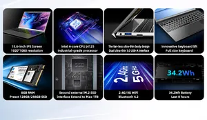15,6-дюймовые ноутбуки Intel CPU 8 ГБ + 128 ГБ SSD Ноутбук Дизайн клавиатуры с отпечатками пальцев и подсветкой