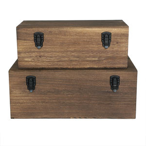 การออกแบบสีที่ถูกเผาลึกกล่องเก็บของไม้ขนาดใหญ่และขนาดเล็กสำหรับตกแต่งเพื่อจัดเก็บนิตยสารเสื้อผ้าสินสอดทองหมั้น - Product Image 3