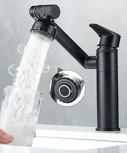 Robinet d'eau moderne en laiton multifonctionnel 360 degrés robinet de salle de bains robinet de lavabo noir robinets mélangeurs