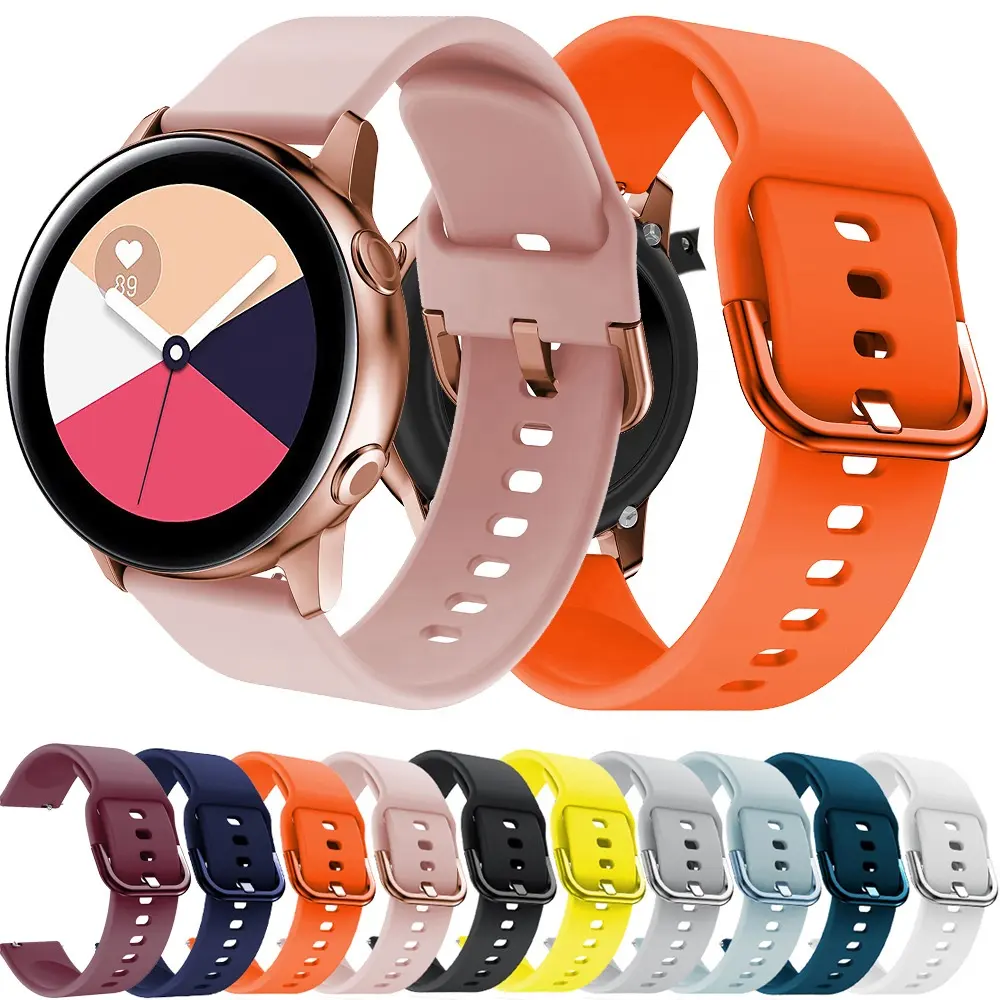 New Release Metal Buckle Official Strap watch band For samsung galaxy active 42mm 46mm silicone wristbands