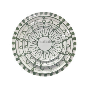 Assiette de présentation Blais 12 pouces en porcelaine fine, bleue, à lignes courbes, carrée, de luxe, élégante, lavable au lave-vaisselle, fabriquée à la main, écologique - Product Image 1