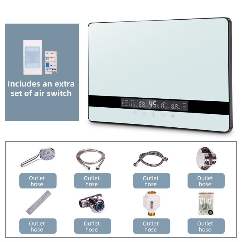 Intelligent Constant Temperature Smart Touch Control IPX4 Waterproof 8500W/220V Tankless Electric Water Heater 3-Second Hotel