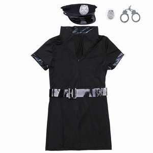 Costume d'Officier de Police Femme Noir Coupe Slim avec Badge, Casquette et Menottes – Tenue de Fête – Approvisionnement Direct Usine - Product Image 3