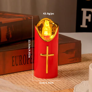 Lampe de cimetière d'extérieur Halloween Église Prière Bougies <span class=keywords><strong>LED</strong></span> en plastique Bougies électroniques sans fumée à piles - Product Image 3