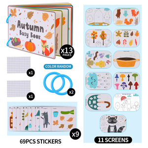 Nuovo arrivo libro adesivo cognitivo educazione precoce per bambini Montessori libro tranquillo libro occupato con tema quattro stagioni - Product Image 6