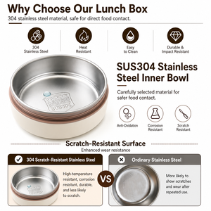 304 Stainless Steel <b>Lunch</b> <b>Box</b> Round Stackable Food Container with Leak Proof Lid and Thermal Bag for Office School - Product Image 2