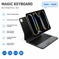 Clavier magnétique intelligent pour iPad Pro 11 pouces M4 M5 2025 2024 avec connecteur intelligent et pavé tactile rétroéclairé 7 couleurs MK033