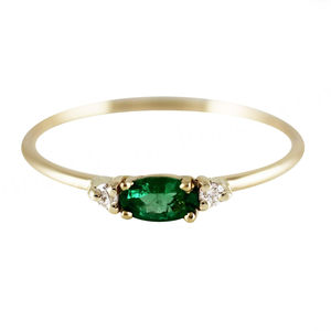 Anillo de Compromiso de Plata de Ley 925 Chapado en Oro Rosa con Diseño Delicado y Gema de Esmeralda - Product Image 4