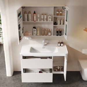 Bathroom cabinet ceramic integrated basin thickened stainless steel honeycomb aluminum bathroom cabinet - Product Image 2