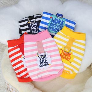Pet Cardigan Striped Vest With Leash For Dogs And Cats Cute Design Blue Pink <b>Red</b> Yellow Black Colors Polyester <b>Material</b> - Product Image 2