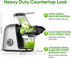 Electric 3-in-1 Slow Juicer & Blender with 1000W Motor Quiet <b>Operation</b> Stainless Steel Blades Reverse Function - Product Image 2