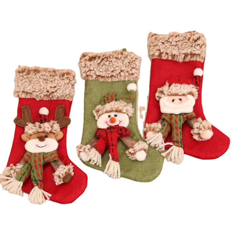 Santa Elk Bear Snowman Plush Candy Gift Bag Fireplace Xmas Tree Hanging Home Christmas Decorations Christmas Stockings Socks
