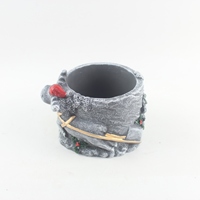 Pot de fleurs en ciment pour jardin, bureau ou sol, avec motif bonhomme de neige, pour plantes succulentes, herbes et bonsaïs - Vente en gros