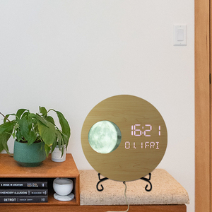 EMAF di <span class=keywords><strong>grandi</strong></span> <span class=keywords><strong>dimensioni</strong></span> gigante in legno allarme elettronico arredamento minimalista <span class=keywords><strong>Design</strong></span> moderno calendario digitale LED fase lunare orologio <span class=keywords><strong>da</strong></span> <span class=keywords><strong>parete</strong></span> - Product Image 5