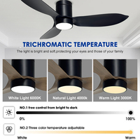 Nouveau produit, ventilateur de plafond lumineux à LED à télécommande, faible bruit, 3 pales, 38 pouces, 46 pouces, 52 pouces, pour la maison