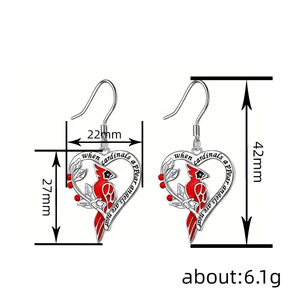 Orecchini a Cuore con Pappagallo in Smalto per Donne, Gioielli di Design Unici e Incisi - Product Image 5