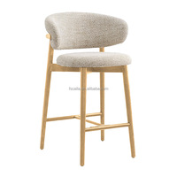 Chaise de bar en bois massif, nouveau style nordique, chaise en tissu de luxe léger, chaises avec dossier pour salon, tabouret de bar haut pour la maison et les cafés