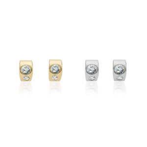Orecchini a perno in oro e argento, acciaio, 6 mm con intarsio di cristallo, per donna, gioielli alla moda - Product Image 2