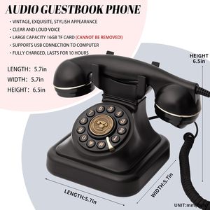 欧州レトロアンティーク電話ウェディングオーディオメッセージボード誕生日パーティー音声祝福装飾 - Product Image 2
