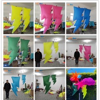 Ballon gonflable en forme d'éclair pour décoration de plafond de boîte de nuit, suspendu avec lumières LED RGB intégrées, ventilateur intégré, tailles 1m/2m