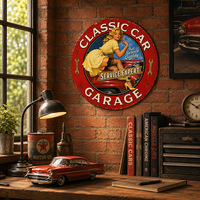 Plaque Métallique Gaufrée Personnalisée OEM Direct Usine, Décoration Murale Atelier de Réparation Automobile, Fille Pin-up Vintage, Garage de Voitures Classiques