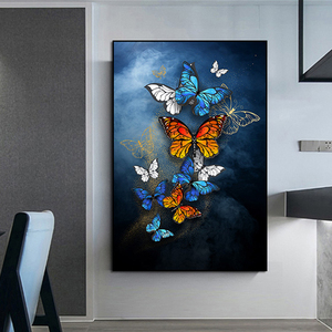 Hiện đại sang trọng bướm nhà trang trí sơn kích thước lớn tường treo cho phòng khách nhà máy bán buôn giấy vẫn còn sống - Product Image 2