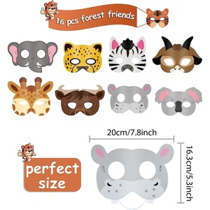 DAMAI Jungle Safari Theme Kids Birthday Party Animal Mask para decoración <span class=keywords><strong>de</strong></span> fiesta Tiger Elephant Shape Mask para niños Party Supplies - Product Image 4
