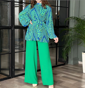 Ensemble Abaya Modeste Hiver Deux Pièces <span class=keywords><strong>Y84</strong></span> pour Femme – Blouse en Polyester Longueur Cheville et Pantalon Large - Product Image 3