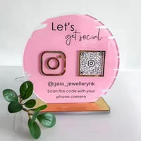 Enseigne en acrylique avec code QR, enseigne commerciale, logo personnalisé, Instagram, Facebook, miroir or, argent, or rose, icône