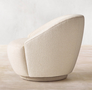 Silla de ocio minimalista japonesa para sala de estar, sillón giratorio de terciopelo de tela Boucle blanca, moderno hotel de lujo al aire libre - Product Image 3