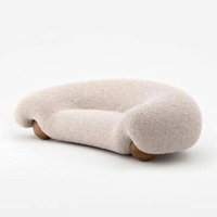 Ensemble de canapé minimaliste italien avec pieds en bois massif noir gris cachemire cerceau canapé moderne en tissu Sherpa