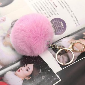 Porte-clés Pompon Coloré en Fausse Fourrure de Lapin, Anneau de Clé de Voiture en Peluche Douce, Breloque de Sac à Main - Product Image 4