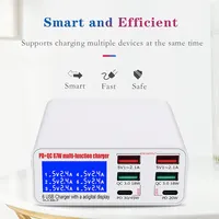 Chargeur USB rapide 3.0, adaptateur 6 ports, station de charge USB pour iPhone, iPad, téléphone, charge rapide, affichage numérique du téléphone